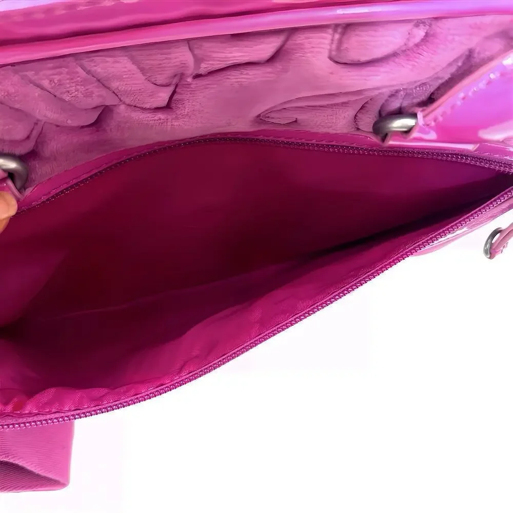 Vintage 2009 Juicy Couture Pink Velour Laptop Bag Y2K McBling Crossbody Tote
